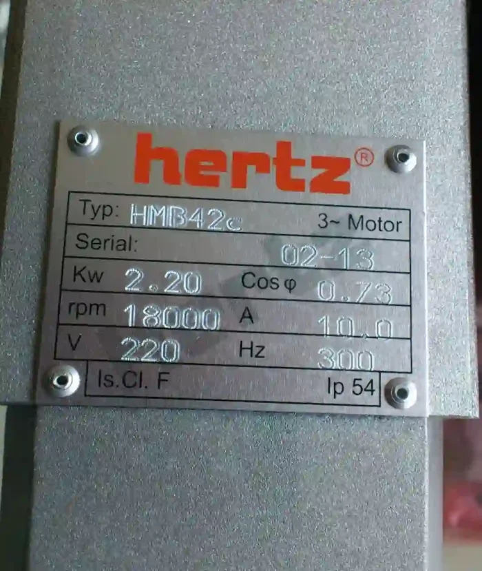 2.2 Kw HERTZ Spindle Motor Er20 18000 RPM 220/380 / HMB140 - Görsel 2