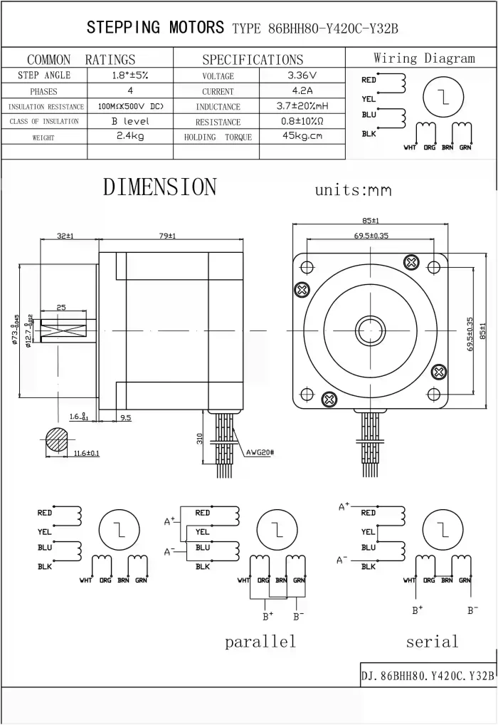 Step Motor Nema 34 - 4.5 Nm - Görsel 3