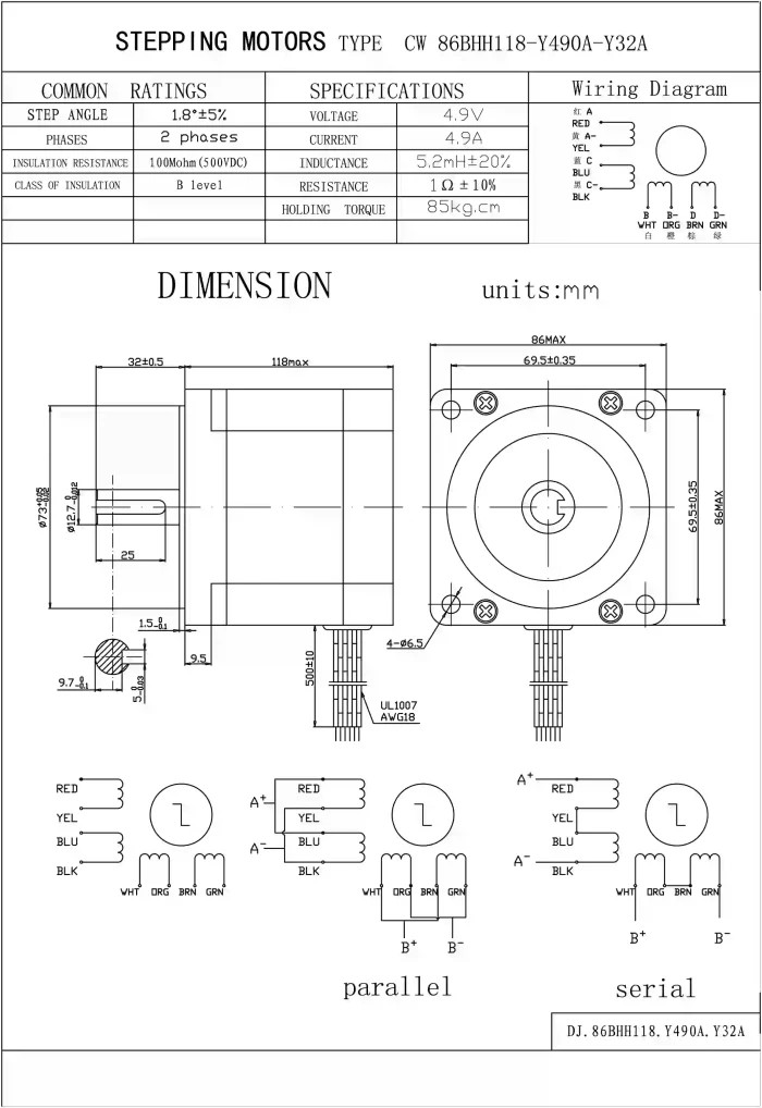 Step Motor Nema 34 - 8.5 Nm - Görsel 4