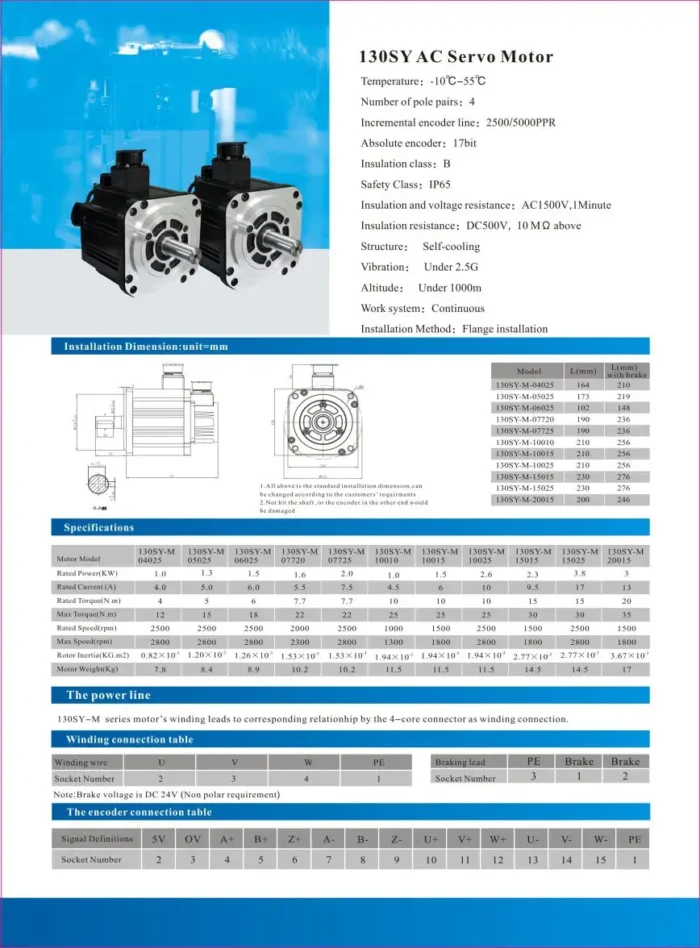 2 kW Servo Motor Takım - 130LZ-M07725 - LZ3a-30LN Sürücü + 10 MT Kablo - Görsel 4