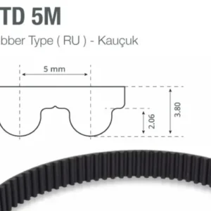1000-5M-Triger Kayış 15 mm Genişlik